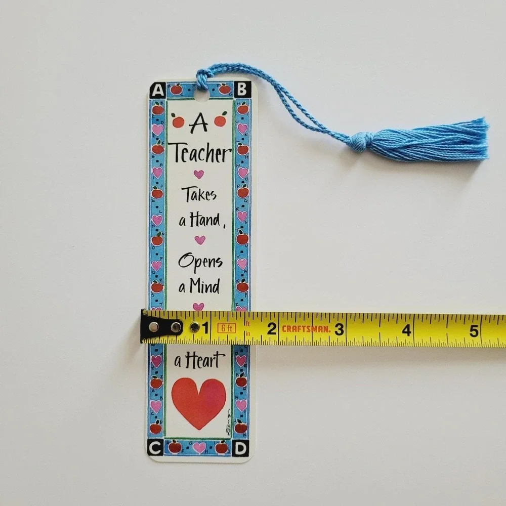 Vintage 90s Kathy Davis Teacher Hand Heart Mind Bookmark gift 1995 Artworks KD04